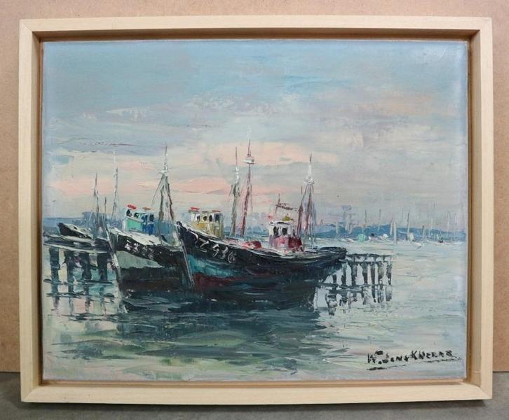 Walter JONCKHEERE, in de haven van Zeebrugge, Antiek en Kunst, Kunst | Schilderijen | Klassiek, Ophalen of Verzenden