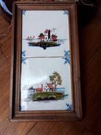 2 nostalgische oude makkum tegels afb. huisje aan het water, Ophalen of Verzenden