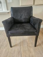 4x Zachte zwart leren eetkamerstoelen Rofra armleuning, Huis en Inrichting, Stoelen, Ophalen, Gebruikt, Zwart, Leer