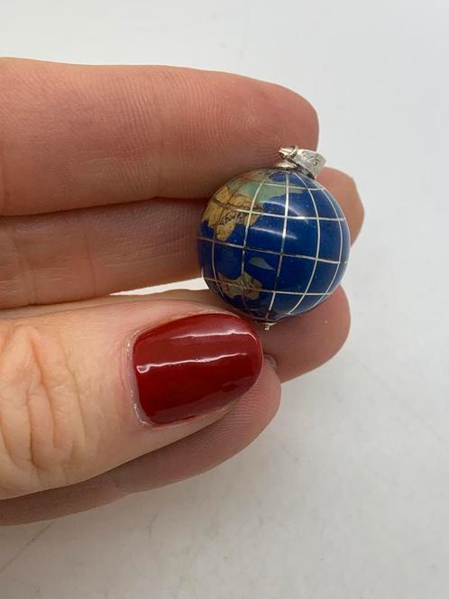 R739 Prachtige zilveren hanger wereldbol, Sieraden, Tassen en Uiterlijk, Kettinghangers, Zilver, Zilver, Overige voorstellingen