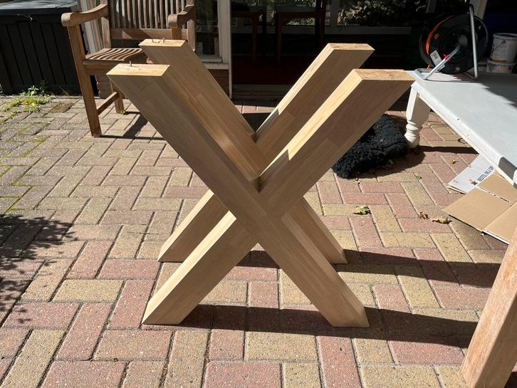 Eikenhouten Kruispoten Tafelpoten - White-Wash, Huis en Inrichting, Tafelonderdelen, Gebruikt, Tafelpoot, 50 tot 100 cm, Minder dan 50 cm