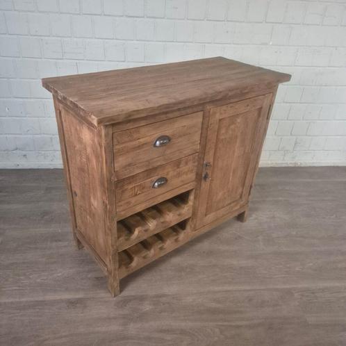 26736 Wijnkast Sideboard Teak 1,00 m, Huis en Inrichting, Woonaccessoires | Wijnrekken, Nieuw, 75 cm of meer, Hout, 5 tot 15 flessen