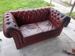 Chesterfield bank, Ophalen, Gebruikt, Tweepersoons, Leer