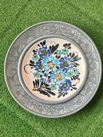 Vintage tinnen handbeschilderd bord 23 cm, Ophalen of Verzenden