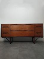 Uniek vintage Deens dressoir in teak, met palissander, Ophalen, Met deur(en), Zo goed als nieuw, 200 cm of meer