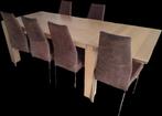 Uitschuifbare eetkamertafel voor 10 pers. incl. 6 stoelen., Huis en Inrichting, Ophalen, Gebruikt, 100 tot 150 cm, Eikenhout