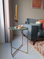 Chique marmeren bijzettafel groen/goud, Huis en Inrichting, Tafels | Bijzettafels, Minder dan 45 cm, Minder dan 55 cm, Metaal of Aluminium