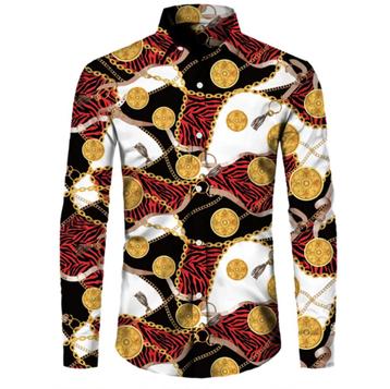 Heren barok overhemd 29 luxe gouden kamper shirt rood wit beschikbaar voor biedingen