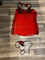 Rode Nachthemd met String - Sexy Lingerie Set, Ophalen, Rood, Nachtkleding