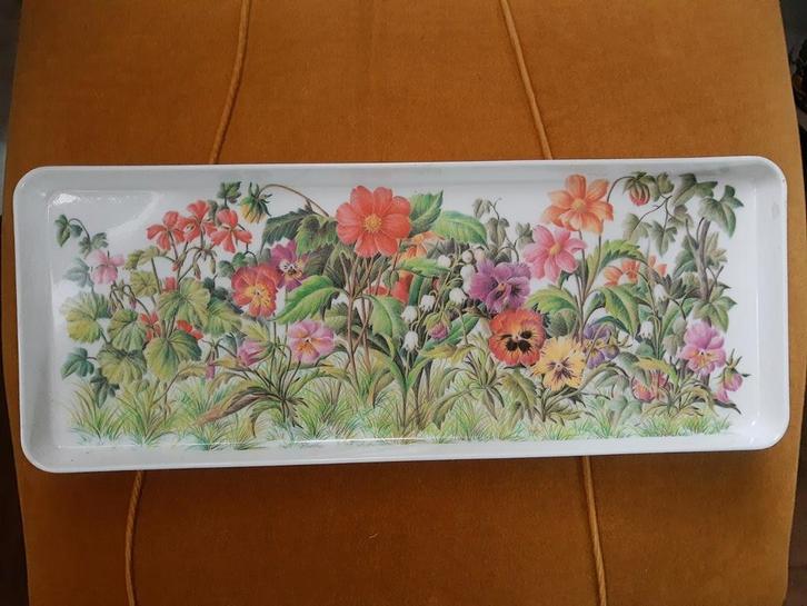 Vintage 80's Mebel melamine V.19 dienblad bloemen 38,5 x 15, Verzamelen, Retro, Huis en Inrichting, Ophalen of Verzenden