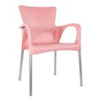 Kunststof stapelstoel met armleuning kleur roze