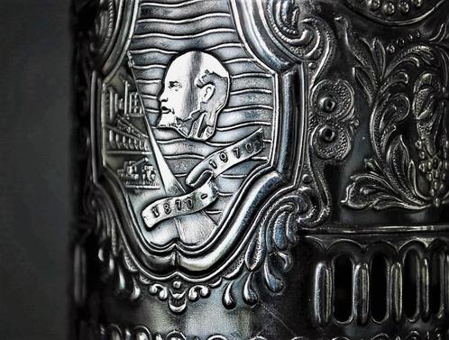 Podstakannik Vintage CCCP Lenin 100 jaar Melkhior Cupronicke, Antiek en Kunst, Curiosa en Brocante, Ophalen of Verzenden