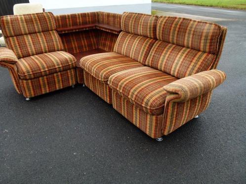 vintage modulaire zitgroep 4-delig 70er jaren, Huis en Inrichting, Banken | Complete zithoeken, Zo goed als nieuw, Hout, Stof