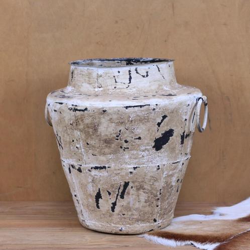 Nepalese vaas 'white', pot, bloemenvaas, decoratie, Huis en Inrichting, Woonaccessoires | Vazen, Nieuw, Wit, Minder dan 50 cm