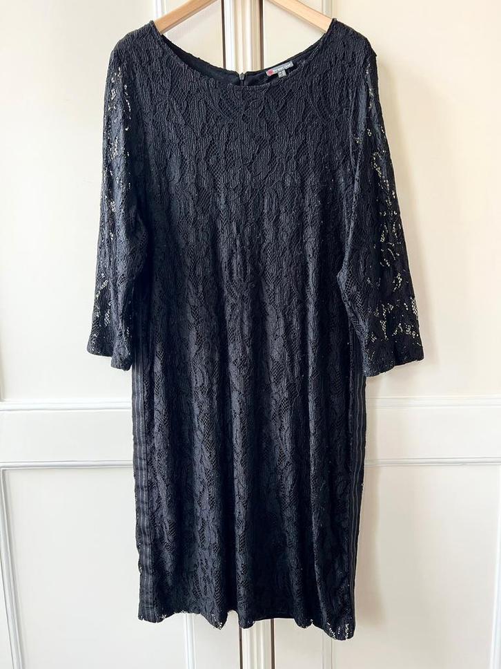 Street One jurk met kant en bies zwart, maat 46, Kleding | Dames, Jurken, Zo goed als nieuw, Maat 46/48 (XL) of groter, Zwart