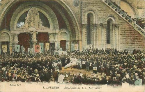 (381-296-005) Lourdes Benediction du Sacrement, Verzamelen, Ansichtkaarten | Buitenland, Frankrijk, Voor 1920, Verzenden