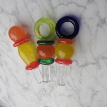 glasobjecten  zeer kleurige  Tjechische glaskunst  3 x  beschikbaar voor biedingen