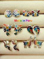 Peruaanse Zilveren Oorbellen met Edelstenen, Sieraden, Tassen en Uiterlijk, Hangers, Nieuw, Ophalen of Verzenden, Met edelsteen
