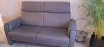 Grijze 2.5 zits microlederen Bank, Huis en Inrichting, Ophalen, Gebruikt, 75 tot 100 cm, 200 tot 250 cm