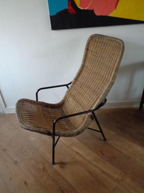 Dirk van Sliedregt Stoel / Fauteuil Gebr. Jonkers model 514, Huis en Inrichting, Fauteuils, Gebruikt, Metaal, Riet of Rotan, Ophalen