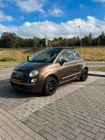 Fiat 500 1.4 16V byDiesel automaat 2010 pano nieuwe apk, Auto's, Zwart, 4 cilinders, Bruin, Parkeersensor