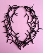 jwg Vintage 80s 90s goth gothic glas kralen ketting zwart, Ophalen of Verzenden, Overige materialen, Ketting