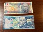 Barbados 2 verschillende $2 Dollars Biljetten, Ophalen of Verzenden, Midden-Amerika, Los biljet