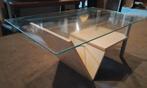 Salontafel ahorn met glazen blad 105 x 64 cm., Ophalen, Gebruikt, 100 tot 150 cm, 50 tot 75 cm