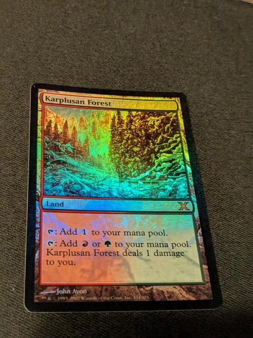 Foil Karplusan forest uit Tenth, Hobby en Vrije tijd, Verzamelkaartspellen | Magic the Gathering, Gebruikt, Losse kaart, Foil