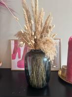 Mooie grijze vaas met pluimen, Ophalen, 50 tot 75 cm, Zwart, Glas