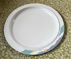 Melamine ontbijtbord bord plat wit blauw groen geel, Ophalen of Verzenden, Gebruikt