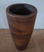 Bruine vaas voor binnen 42cm hoog, Gebruikt, Overige kleuren, Aardewerk of Porselein, Ophalen of Verzenden