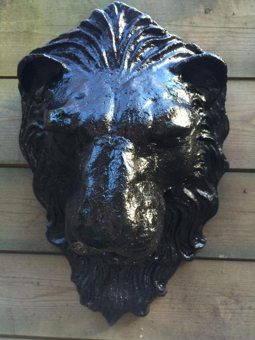 Muur fontein, water uitloop - leeuw, gietijzer, zwart, Tuin en Terras, Waterpartijen en Fonteinen, Nieuw, Waterornament, Gietijzer