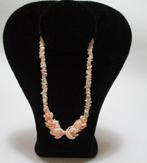 Ketting: KS002- STUKJES + ROSET -42 cm. 4xRoze + 2xWit, Verzenden, Nieuw, Roze, Steen of Mineraal