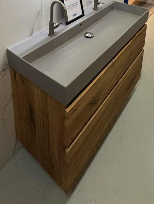 Badkamermeubel met grijze wasbak 120cm breed, Huis en Inrichting, Badkamer | Badkamermeubels, Nieuw, Wasbak of Wastafel, Minder dan 100 cm