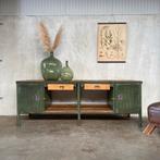 Antieke werkbank, toonbank, vintage dressoir, industriële