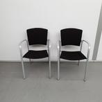 set 2x Enea Eina wachtkamerstoel - zwarte stof, Huis en Inrichting, Stoelen, Ophalen of Verzenden, Zwart, Stof