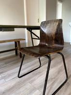 Eetkamerstoelen set van 4 – donker walnoot / industrieel, Huis en Inrichting, Stoelen, Ophalen, Gebruikt, Bruin, Vier