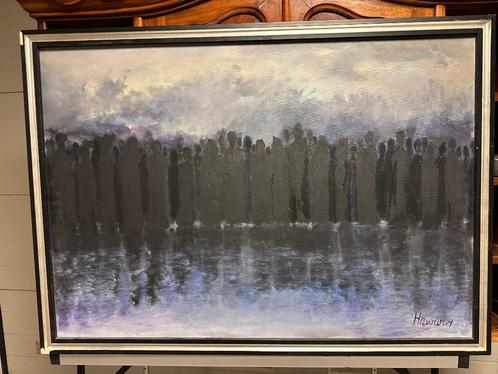 Groot schilderij 'The Walking Dead' gesigneerd Hawary 105x77, Antiek en Kunst, Kunst | Schilderijen | Modern, Ophalen