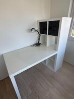 Bureau Ikea wit met Kallax kasten, Huis en Inrichting, Bureaus, Ophalen, Zo goed als nieuw, Bureau