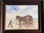 Aquarel schelpenvisser op Zandvoort D.vd Mije., Ophalen of Verzenden