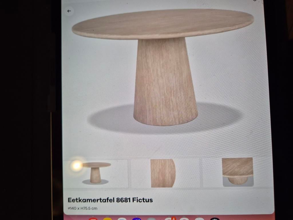 Richmond eettafel ROND FICTUS 140 FAUX TRAVERTIN, Rond, Nieuw, Ophalen of Verzenden, 100 tot 150 cm