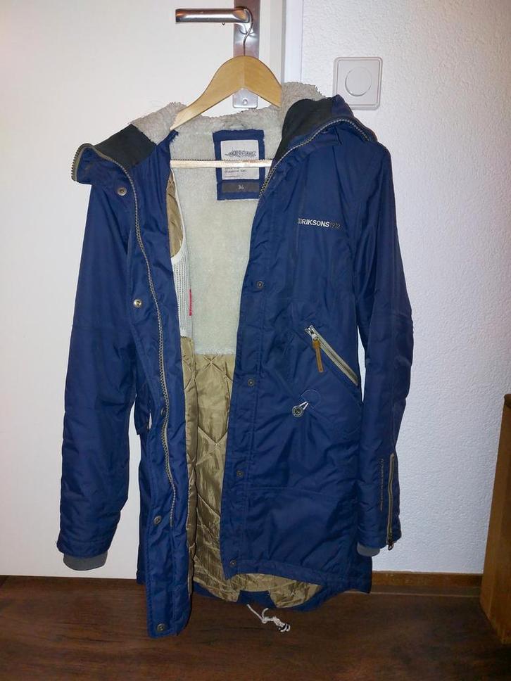 Didrikson winterjas maat 34, Kleding | Dames, Jassen | Winter, Zo goed als nieuw, Maat 34 (XS) of kleiner, Blauw, Ophalen of Verzenden