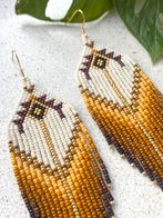 Ibiza, bohemian, Aarde tinten / Fringes Oorbellen / RVS, Ophalen of Verzenden, Nieuw, Overige materialen, Hangers