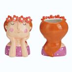 Vaas bloemenmeisje keramiek - meisje - vrouw - bloemen, Kwastje-over-Kastje, Nieuw, Ophalen of Verzenden, Kwastjeoverkastje@gmail.com