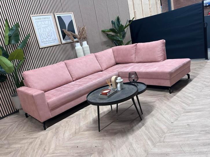 ZGAN Hippe Microleer Hoekbank - Roze - 280 x 210, Huis en Inrichting, Banken | Bankstellen, Zo goed als nieuw, Hoekbank, Vierpersoons of meer