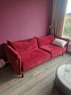 Rode stoffen bank, Ophalen, Gebruikt, Driepersoons, 75 tot 100 cm