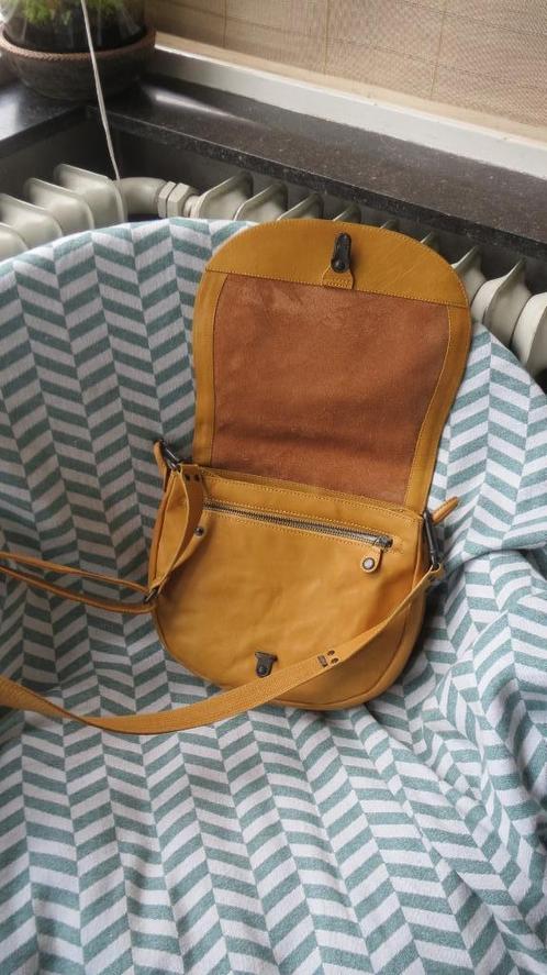 Aunts en Uncles leren tas, zadeltas, oker geel, veel vakken, Sieraden, Tassen en Uiterlijk, Tassen | Schoudertassen, Zo goed als nieuw