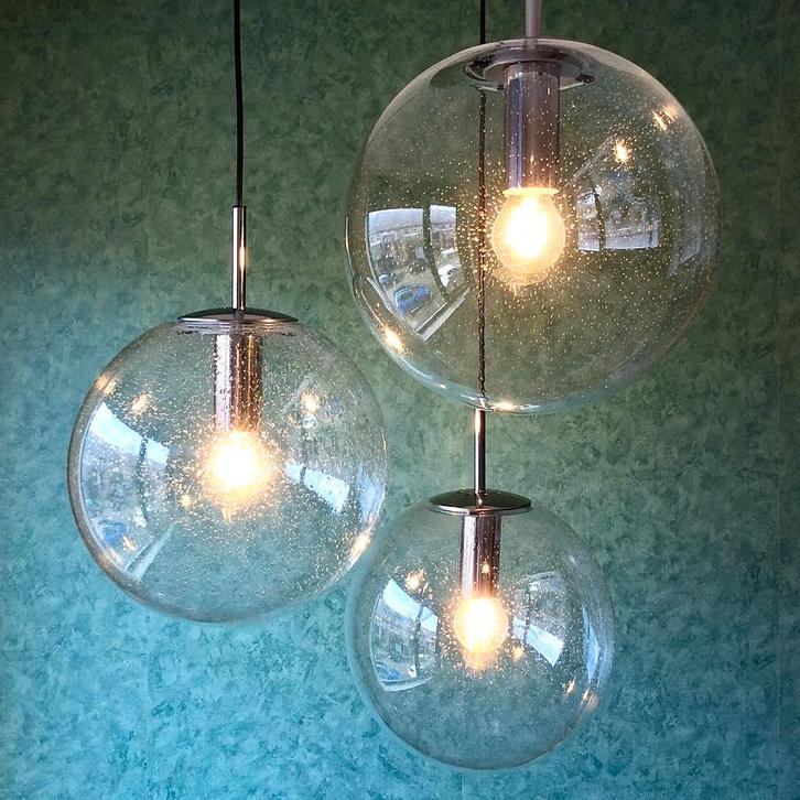 XXL 70’s Cascade Hanglamp Glashütte Limburg Ø 25, 30 en 35CM, Huis en Inrichting, Lampen | Hanglampen, Zo goed als nieuw, 75 cm of meer