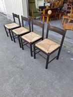 Vintage stoel biezen brutalisme midcentury design, Huis en Inrichting, Ophalen, Riet of Rotan, Gebruikt, Bruin